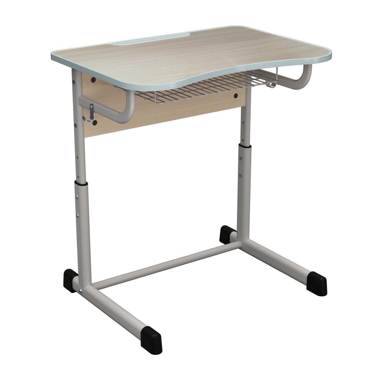 Стіл учнівський 1-місний з металевою полицею-сіткою на плоскоовальній трубі для ростових груп №4-7, АНШАР ГРУП